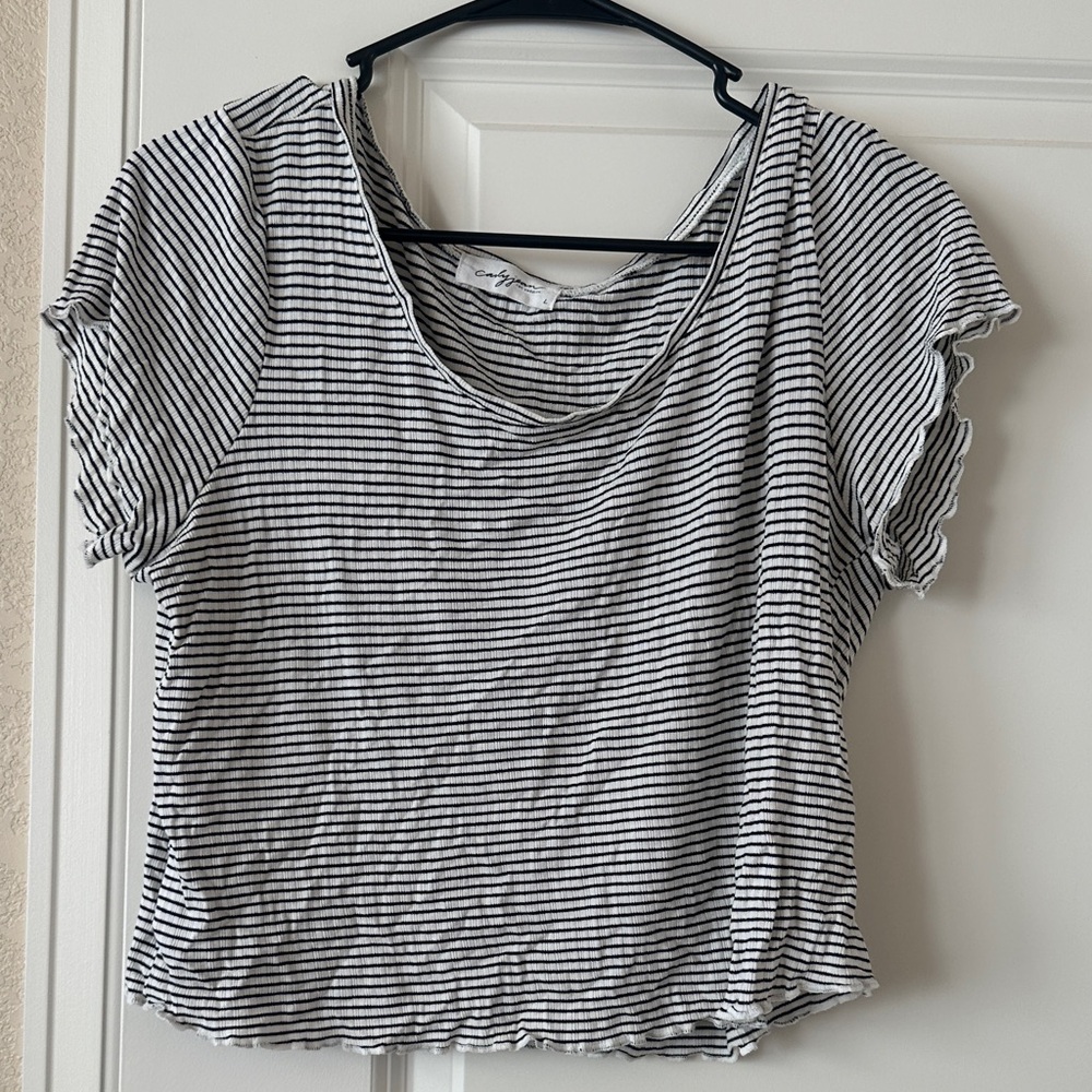 Carly Jean Los Angeles Striped Black and White Crop Top